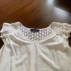 fab ‘rik white blouse with crochet sleeve